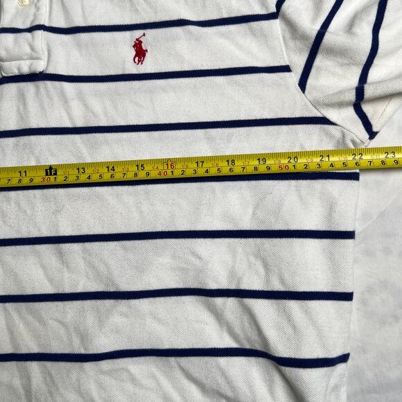 Polo Ralph Lauren Size Large 100% Cotton Striped White Polo Rugby Short Sleeve - Picture 6 of 7